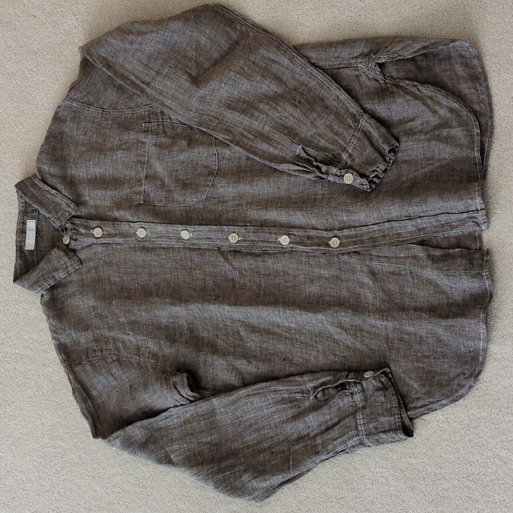 CP Shades tunic button up Shirt pocket semi sheer Coastal… - Picture 10 of 12